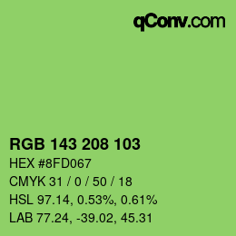 Color code: RGB 143 208 103 | qconv.com