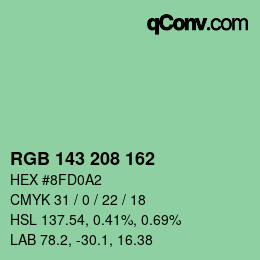 カラーコード: RGB 143 208 162 | qconv.com