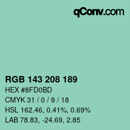 Color code: RGB 143 208 189 | qconv.com