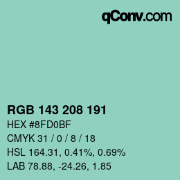 カラーコード: RGB 143 208 191 | qconv.com
