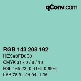 カラーコード: RGB 143 208 192 | qconv.com