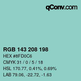 カラーコード: RGB 143 208 198 | qconv.com