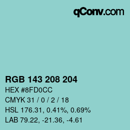 カラーコード: RGB 143 208 204 | qconv.com