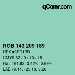 Color code: RGB 143 209 189 | qconv.com