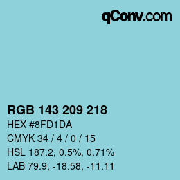 Color code: RGB 143 209 218 | qconv.com