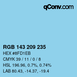 颜色代码: RGB 143 209 235 | qconv.com
