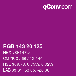 Color code: RGB 143 20 125 | qconv.com