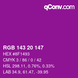 Color code: RGB 143 20 147 | qconv.com