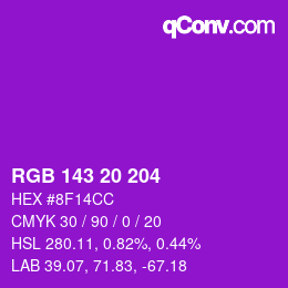 Color code: RGB 143 20 204 | qconv.com
