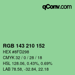 Color code: RGB 143 210 152 | qconv.com
