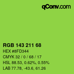 Color code: RGB 143 211 68 | qconv.com