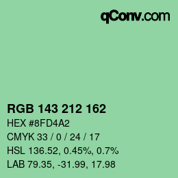 Color code: RGB 143 212 162 | qconv.com