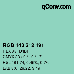 Color code: RGB 143 212 191 | qconv.com