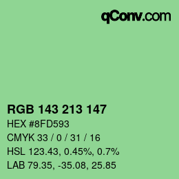 Color code: RGB 143 213 147 | qconv.com
