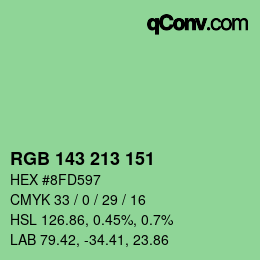 Color code: RGB 143 213 151 | qconv.com