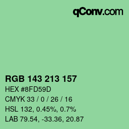 Color code: RGB 143 213 157 | qconv.com