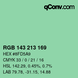 カラーコード: RGB 143 213 169 | qconv.com