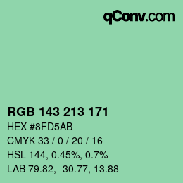 カラーコード: RGB 143 213 171 | qconv.com