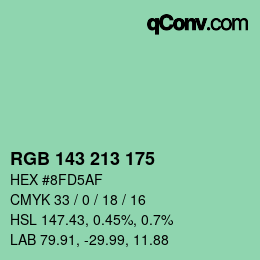 Color code: RGB 143 213 175 | qconv.com