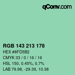 Color code: RGB 143 213 178 | qconv.com
