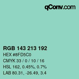 Color code: RGB 143 213 192 | qconv.com