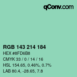 Color code: RGB 143 214 184 | qconv.com