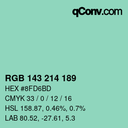 Color code: RGB 143 214 189 | qconv.com