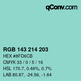 Color code: RGB 143 214 203 | qconv.com