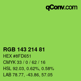 Color code: RGB 143 214 81 | qconv.com