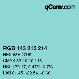 Color code: RGB 143 215 214 | qconv.com
