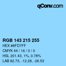 カラーコード: RGB 143 215 255 | qconv.com