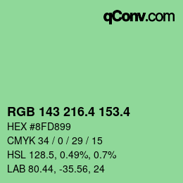 カラーコード: RGB 143 216.4 153.4 | qconv.com