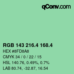 カラーコード: RGB 143 216.4 168.4 | qconv.com