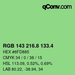 カラーコード: RGB 143 216.8 133.4 | qconv.com