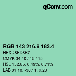 カラーコード: RGB 143 216.8 183.4 | qconv.com