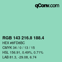 カラーコード: RGB 143 216.8 188.4 | qconv.com