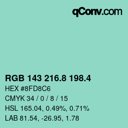 カラーコード: RGB 143 216.8 198.4 | qconv.com