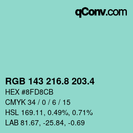 カラーコード: RGB 143 216.8 203.4 | qconv.com