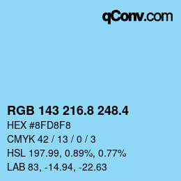 カラーコード: RGB 143 216.8 248.4 | qconv.com