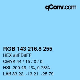 カラーコード: RGB 143 216.8 255 | qconv.com
