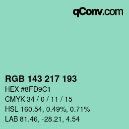 Color code: RGB 143 217 193 | qconv.com