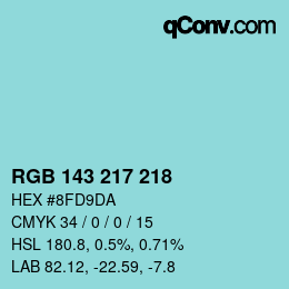Farbcode: RGB 143 217 218 | qconv.com