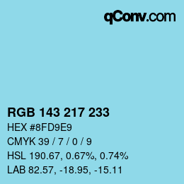 Color code: RGB 143 217 233 | qconv.com