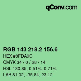 カラーコード: RGB 143 218.2 156.6 | qconv.com