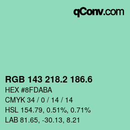 カラーコード: RGB 143 218.2 186.6 | qconv.com