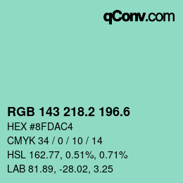 カラーコード: RGB 143 218.2 196.6 | qconv.com