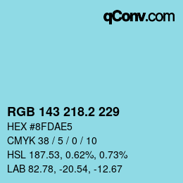 カラーコード: RGB 143 218.2 229 | qconv.com