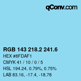 カラーコード: RGB 143 218.2 241.6 | qconv.com