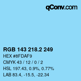 カラーコード: RGB 143 218.2 249 | qconv.com