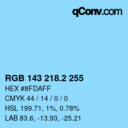 Color code: RGB 143 218.2 255 | qconv.com